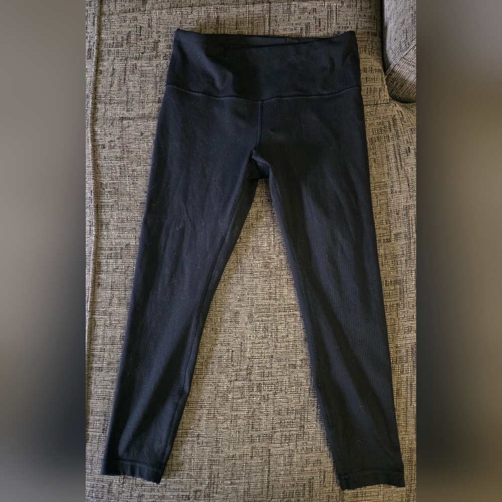 Lululemon Black Ribbed Wunder Train Leggings Size 10